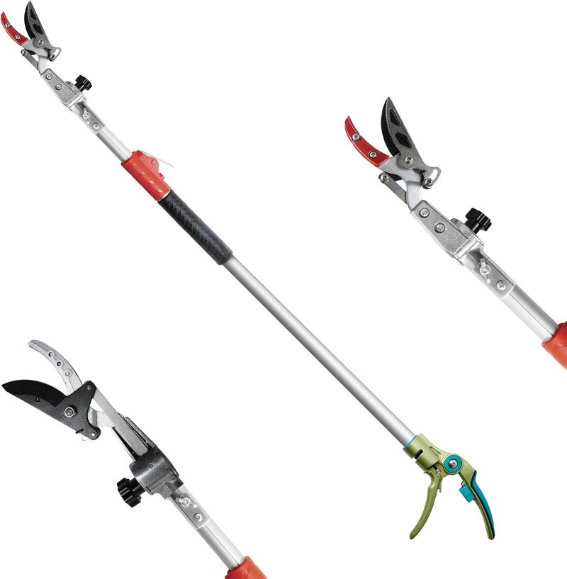 GARTOL Pruner for Garden, Cut Upto 1 Inch & Hold Telescopic Pole Pruner, Fruit Picker with Rotating Blade Head, Lightweight Aluminum Extendable Handle for Tree Branch Cutter, 6.23-10.5 FT, Silver - Image 1
